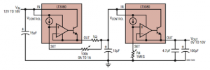 Varianta zdroje s LT3080 (zdroj datasheet LT).